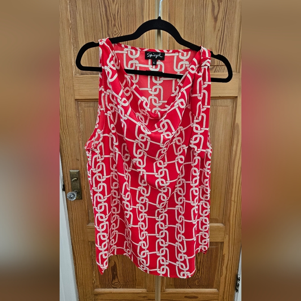 Spiegel Sleeveless Scraf Collar Chain Pattern Blouse Size XL